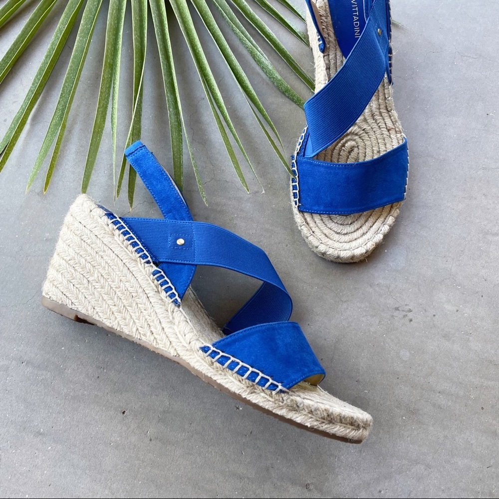 Adrienne Vittadini Royal Blue Espadrille Wedge Sandals - Picture 8 of 10